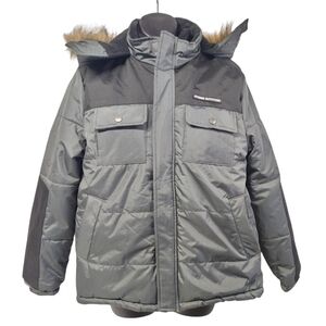 iXtreme Outfitters Hooded Charcoal Grey Oxford Parka Jacket Coat Big Boy's Sz 18